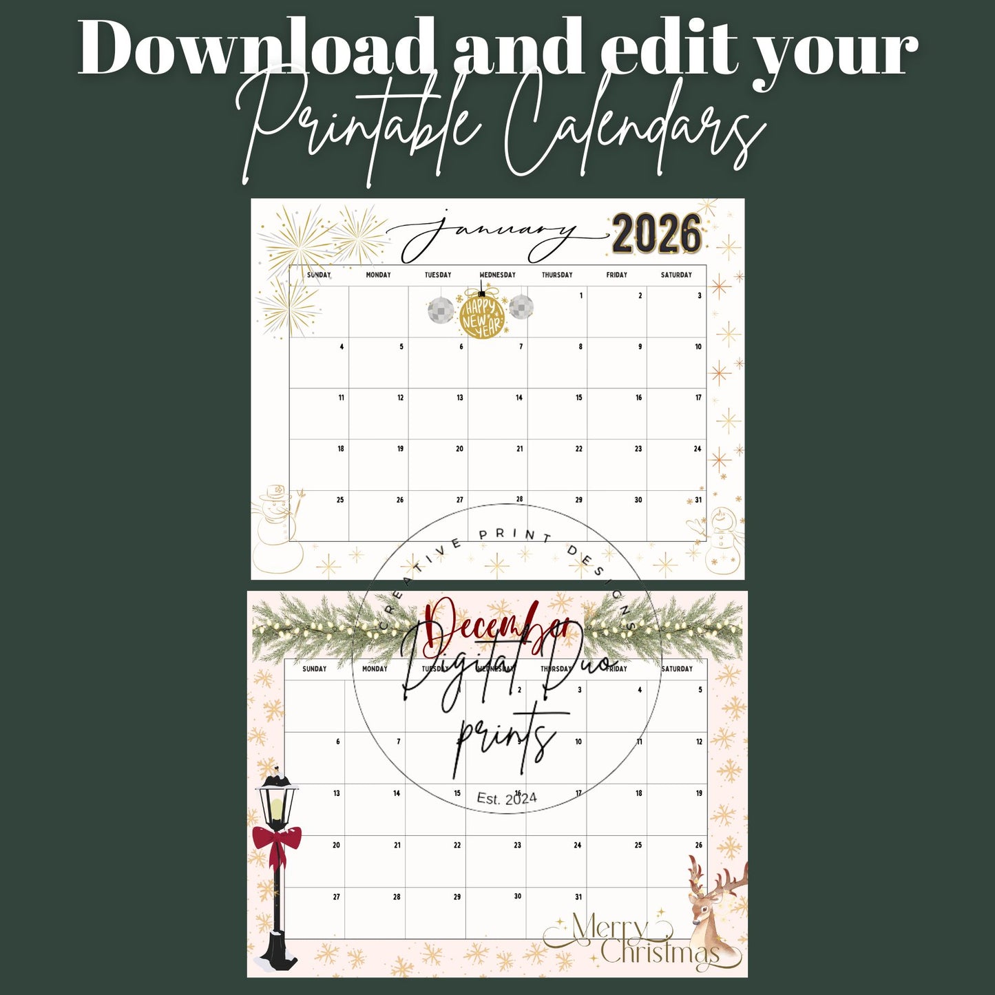 2026 Downloadable and Printable Calendar