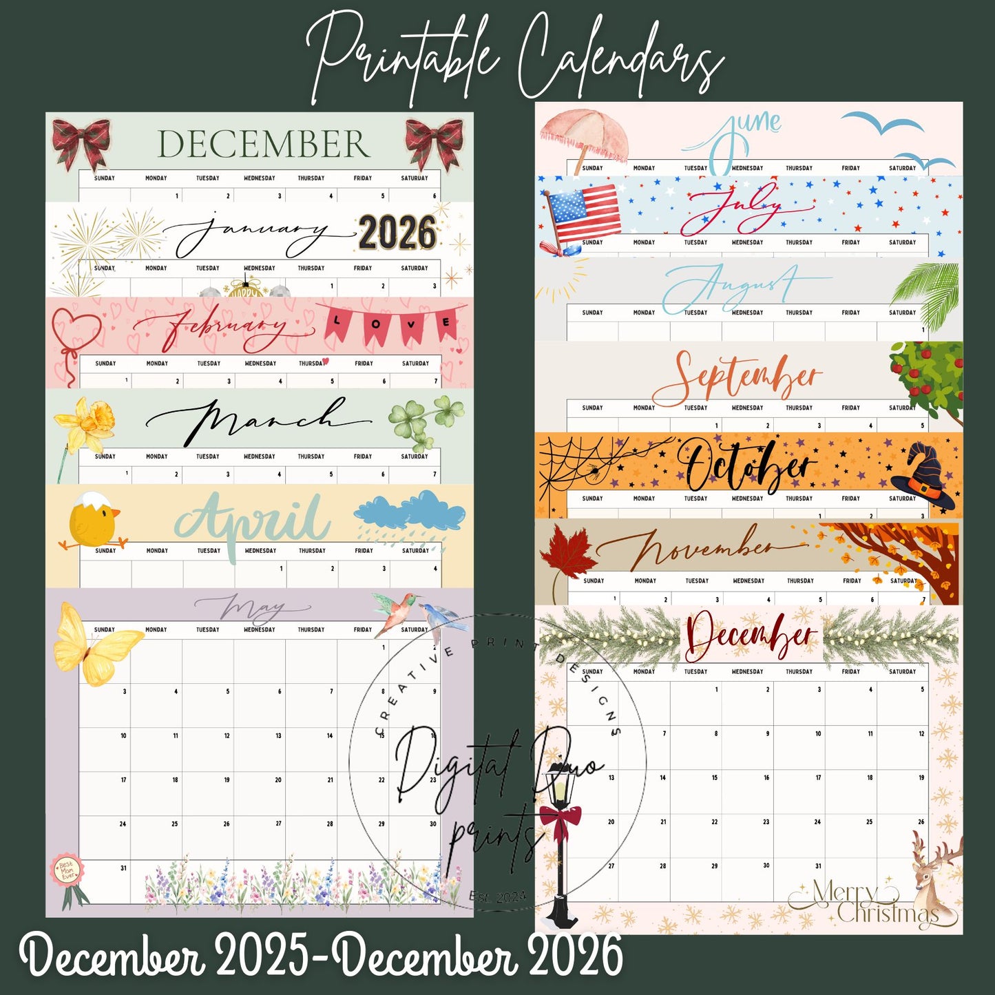 2026 Downloadable and Printable Calendar