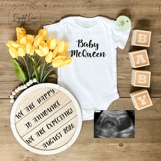 Editable Digital Spring Pregnancy Announcement for Social Media