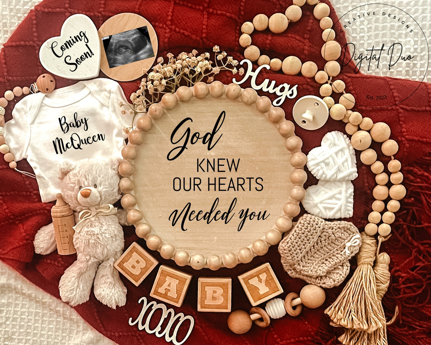 Editable Digital Valentines Pregnancy Announcement