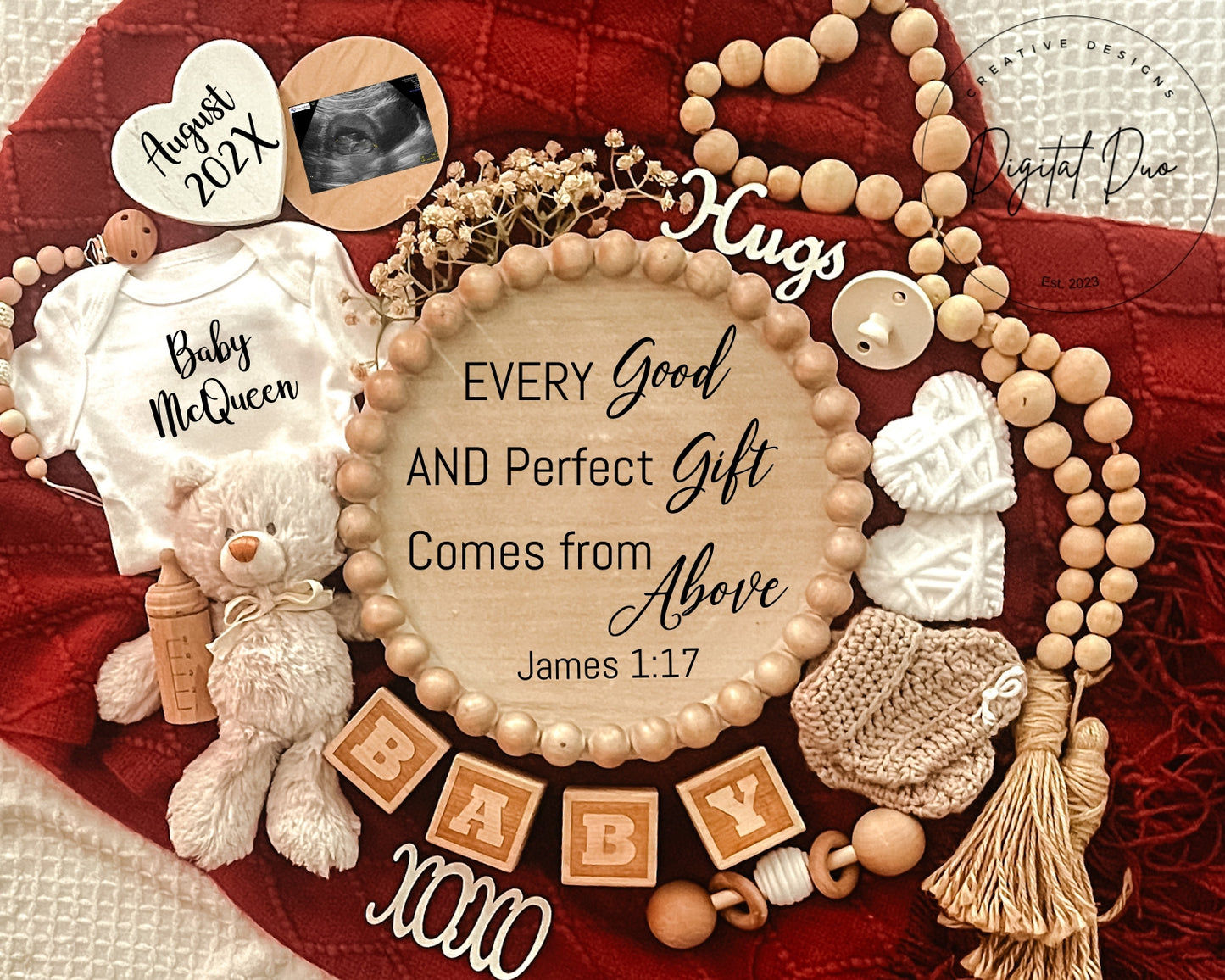 Editable Digital Valentines Pregnancy Announcement