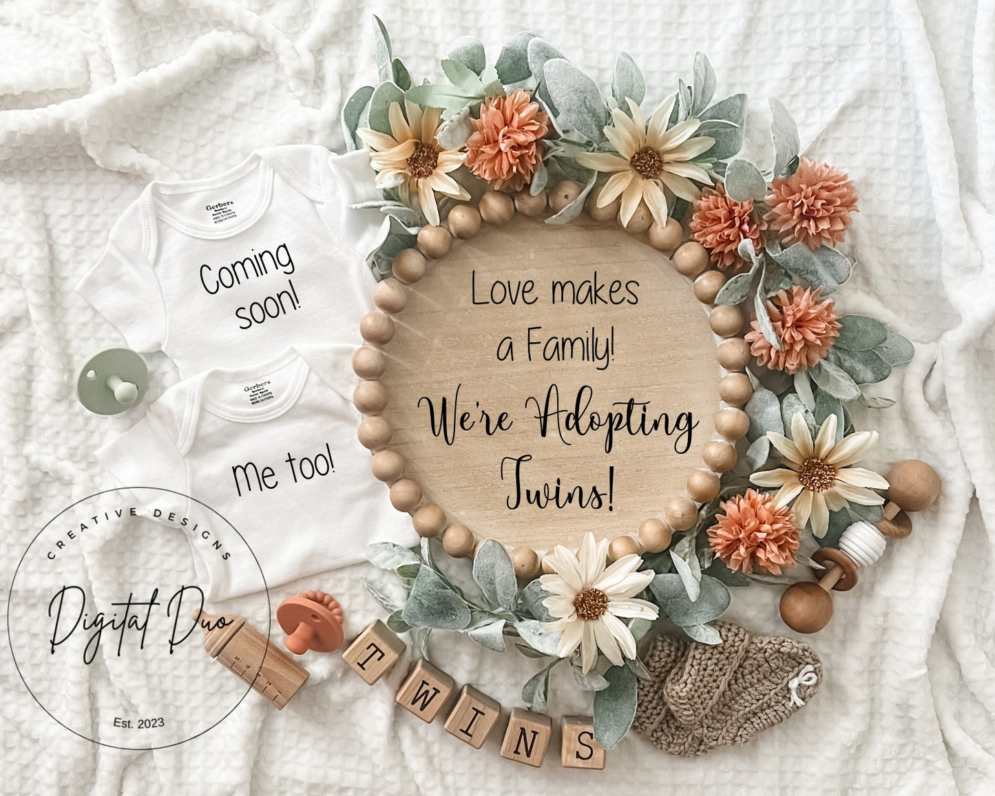 Editable Digital Adopting twins Announcement for Social Media