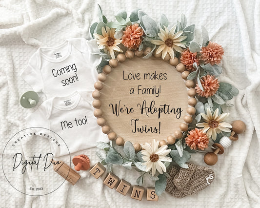 Editable Digital Adopting twins Announcement for Social Media