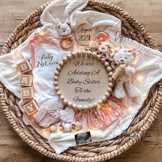 Editable Digital Baby Girl Pregnancy Announcement for Social Media