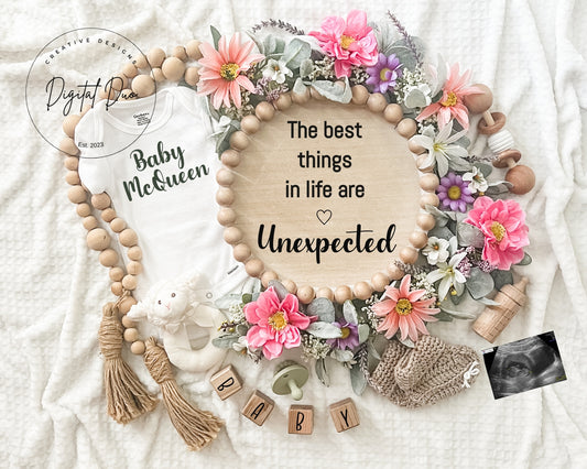 Editable Digital Spring Pregnancy Announcement for Social Media