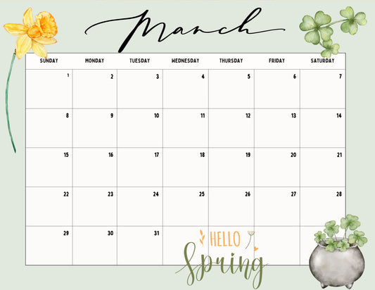 March 2026 Downloadable and Printable Calendar