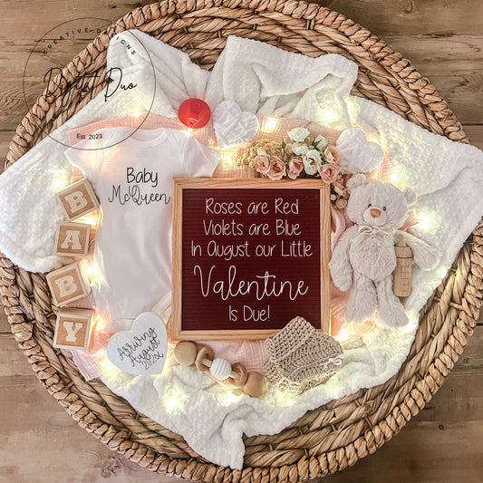 Editable Digital Valentines Pregnancy Announcement