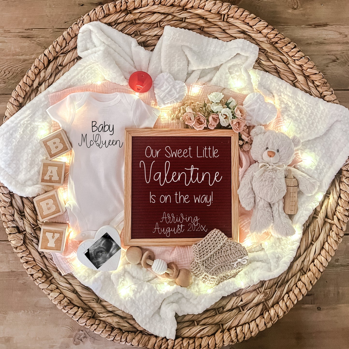 Editable Digital Valentines Pregnancy Announcement
